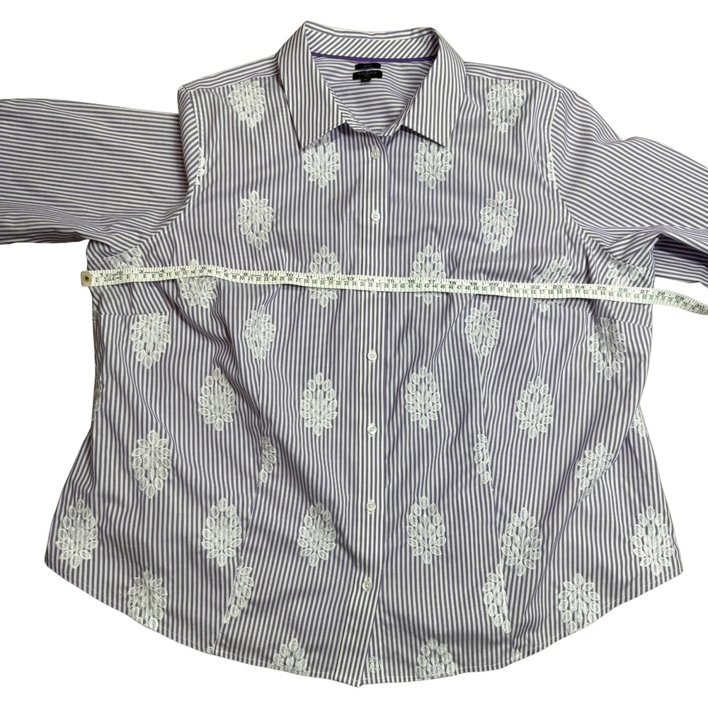 Talbots Plus Size 24W Heavily Embroidered No Iron Cotton Button Up Work Office - Picture 5 of 6